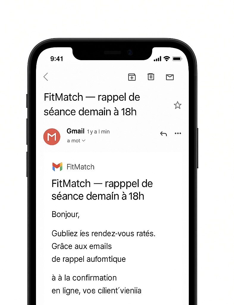 iPhone FitMatch - Email de rappel